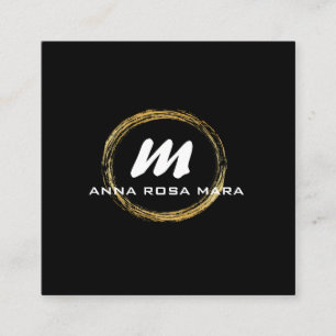 *~* QR Black Gold White Dramatic Elegant AP65 Square Business Card