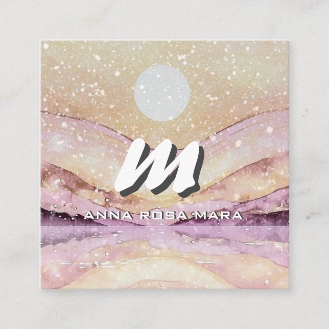 *~* QR BLUSH  PINK  Abstract Landscape Nature AP93 Square Business Card (Front)