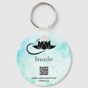*~* QR - BREATHE Lotus Branding Turquoise SWAG   K Key Ring