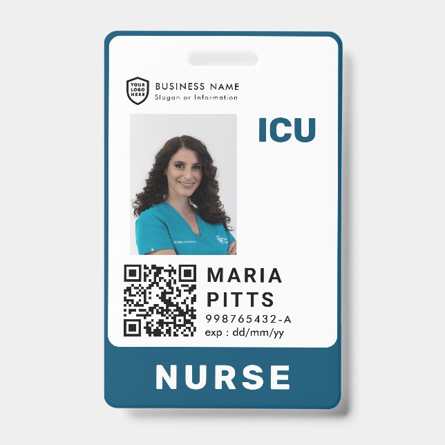 QR Business ID Logo | Hospital Medical Employee Ba Badge (Front)
