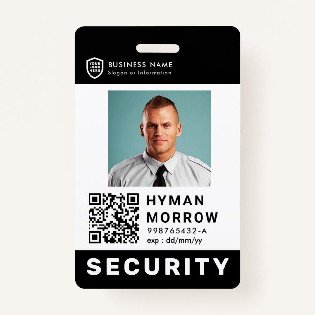 QR Business ID Logo | Security Service Employee ID Badge (Front)