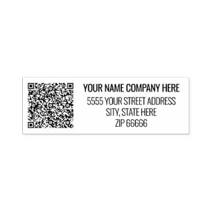 QR Cde Scan Info Name Logo Return Address Stamp