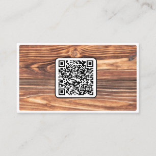QR-Code 100% natural organic wooden style on white Business Card