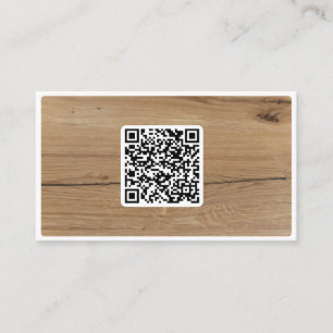 QR-Code 100% natural organic wooden style on white Business Card