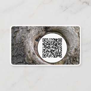 QR-Code 100% natural organic wooden style on white Business Card