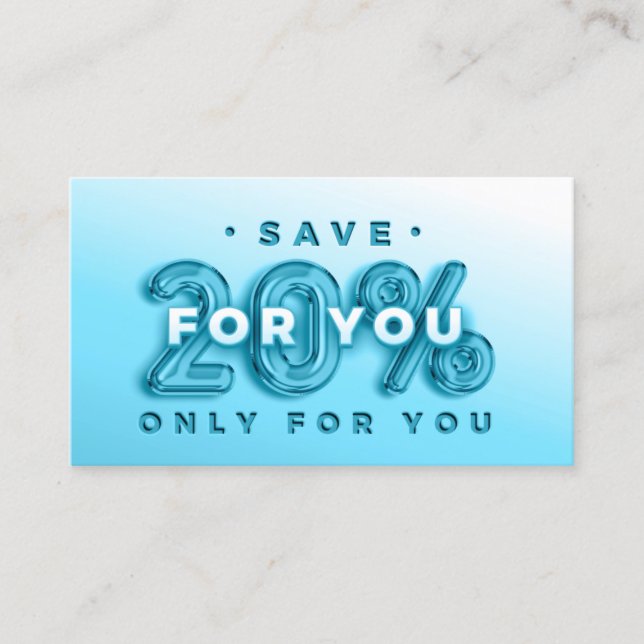 QR CODE 20%OFF DICOUNT PROMOTIONAL INSERT BLUE (Front)