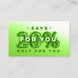 QR CODE 20%OFF DICOUNT PROMOTIONAL LOYALITY BUSINESS CARD