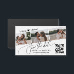 qr code 3 photo collage save the date chic magnet<br><div class="desc">elegant qr code three photos collage save the date chic magnet</div>