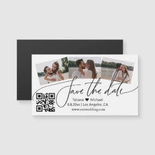 qr code  3 photos collage save the date magnet