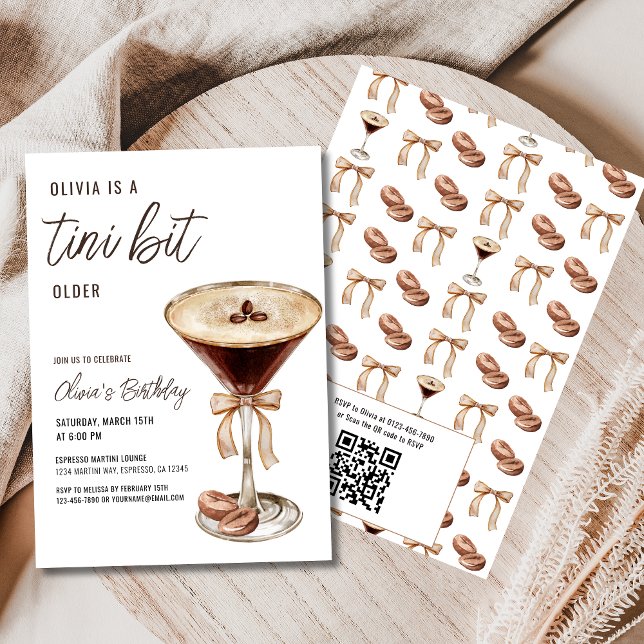 QR Code A Tini Bit Older Espresso Martini Birthday Invitation (Creator Uploaded)