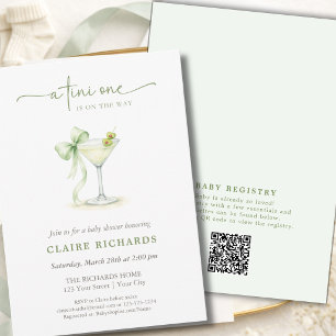 QR Code A Tini One Coquette Neutral Baby Shower  Invitation
