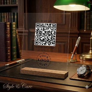 QR Code Acrylic Sign – Modern Checkout Menu