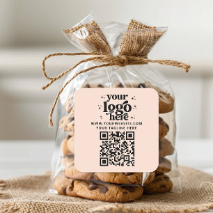 QR Code Add Your Logo Promotional Business Branded Square Sticker