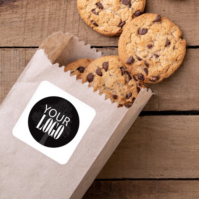 QR Code Add Your Logo  Square Sticker (Simply add your logo template with a simple style. )