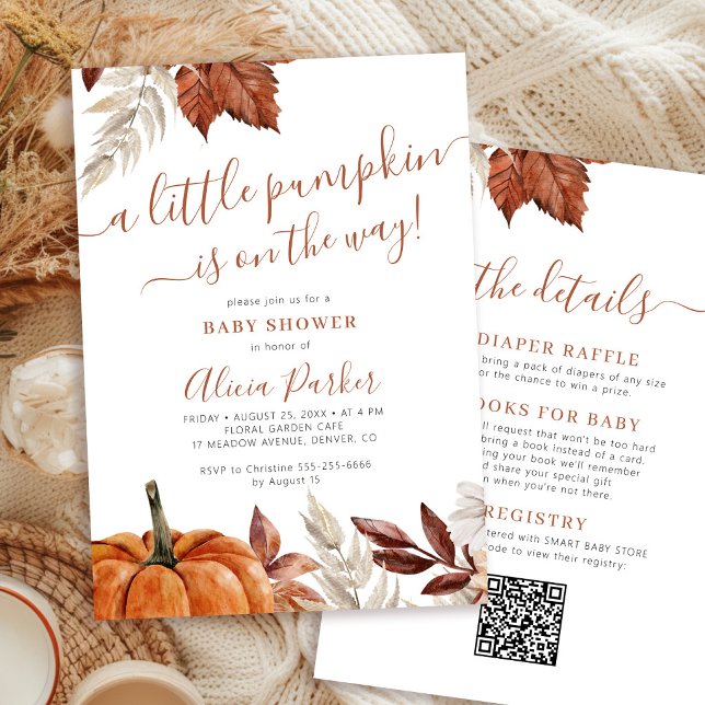 QR code all in one autumn fall baby shower Invitation (Creator Uploaded)