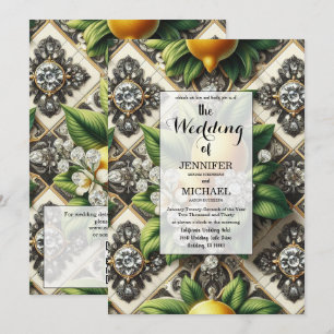QR Code Amalfi Lemons + Diamonds   Luxury Wedding Invitation