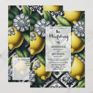QR Code Amalfi Lemons + Diamonds   Luxury Wedding Invitation