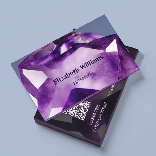 QR Code Amethyst Gem Stone Business Card (Creator Uploaded)