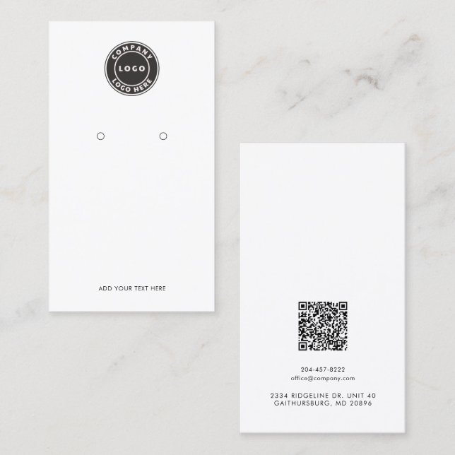 QR Code and Business Logo Earring Display Card (Front/Back)