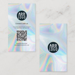 QR Code and Business Logo Holographic Elegant Business Card