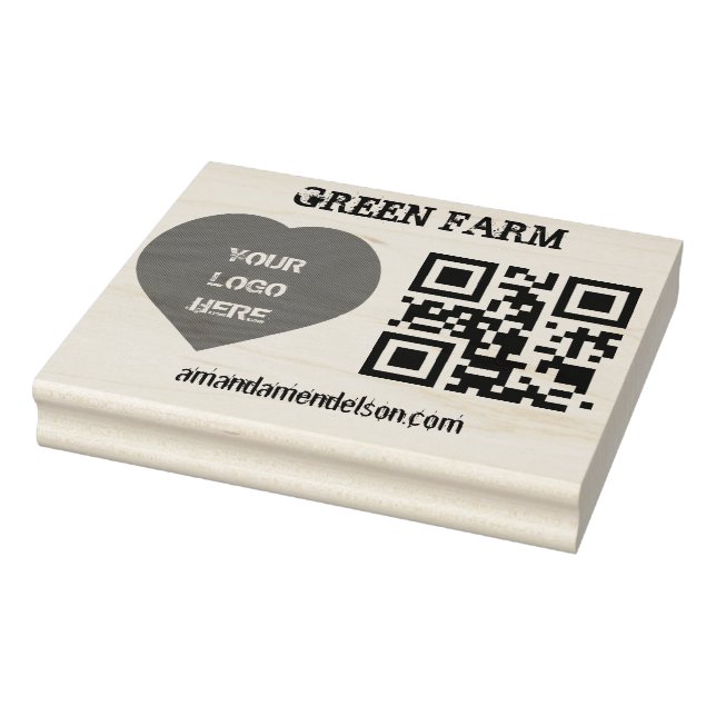Qr code and company logo rubber stamp (Stamp)