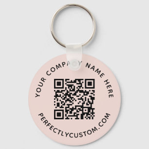 QR code and custom text blush pink Key Ring
