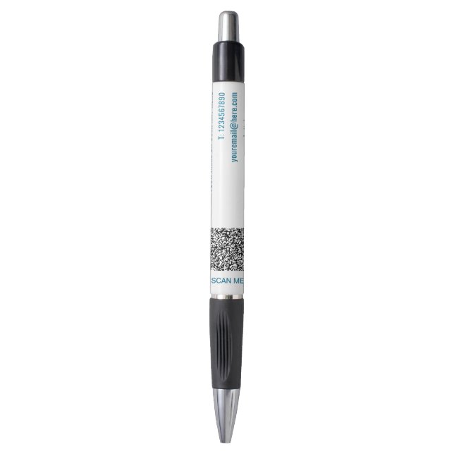 QR Code and Custom Text Business Promotional Pen (Front Vertical)