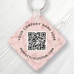 QR code and custom text double sided pink marble Key Ring<br><div class="desc">Double sided keychain with your QR code and custom text on a light blush pink marble background. Change fonts and font colours,  move and resize elements with the design tool.</div>