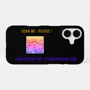 QR Code and Custom Text iPhone Case Choose Colours