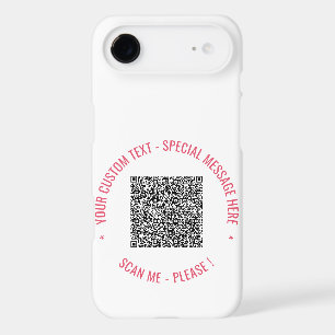 QR Code and Custom Text iPhone Case Your Colours