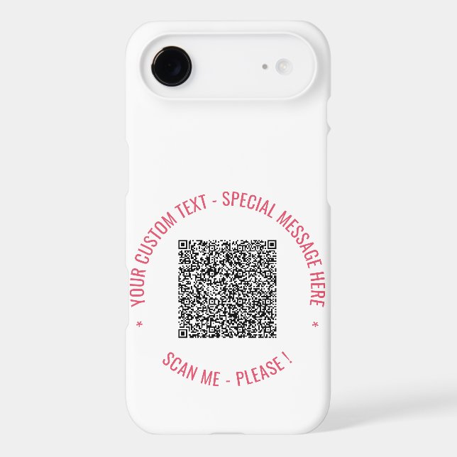 QR Code and Custom Text iPhone Case Your Colours (Back)