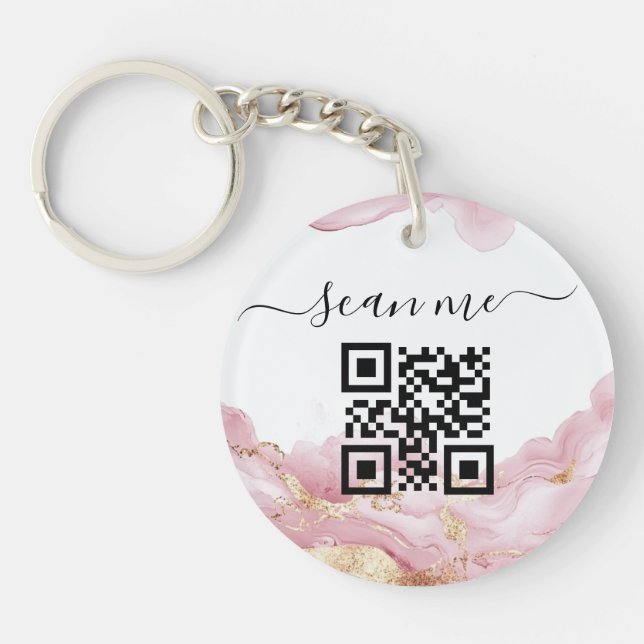 QR code and custom text  Key Ring (Front)
