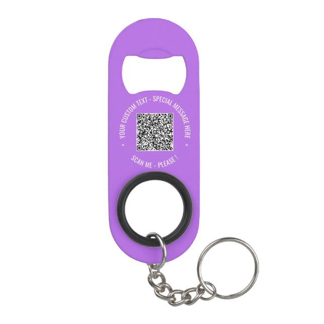 QR Code and Custom Text Keychain Bottle Opener (Back)