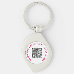 QR Code and Custom Text Keychain Choose Colours