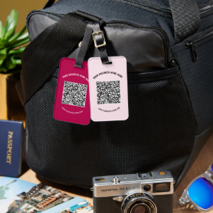 QR Code and Custom Text Luggage Tag - Choose Colou