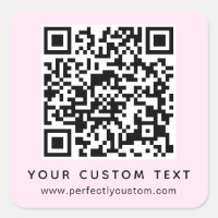 QR code and custom text pale light pink