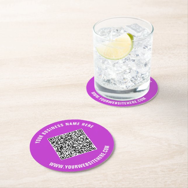 QR Code and Custom Text Paper Coaster Choose Colou (Insitu)