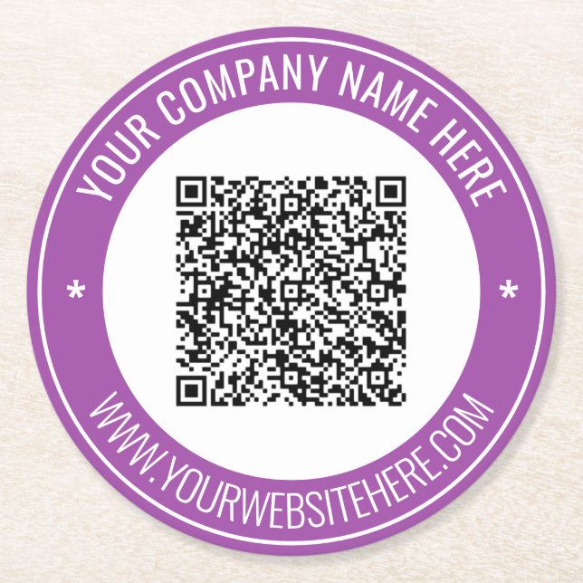 QR Code and Custom Text Paper Coaster Choose Colou (Front)