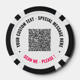 QR Code and Custom Text Personalised Poker Chips