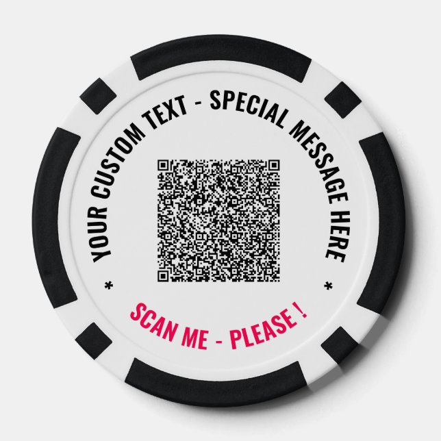 QR Code and Custom Text Personalised Poker Chips (Back)