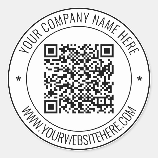 QR Code and Custom Text Professional Personalised  Classic Round Sticker (Front)