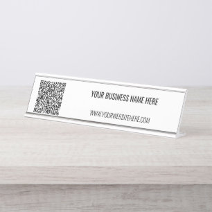 QR Code and Custom Text Professional Personalised Desk Name Plate