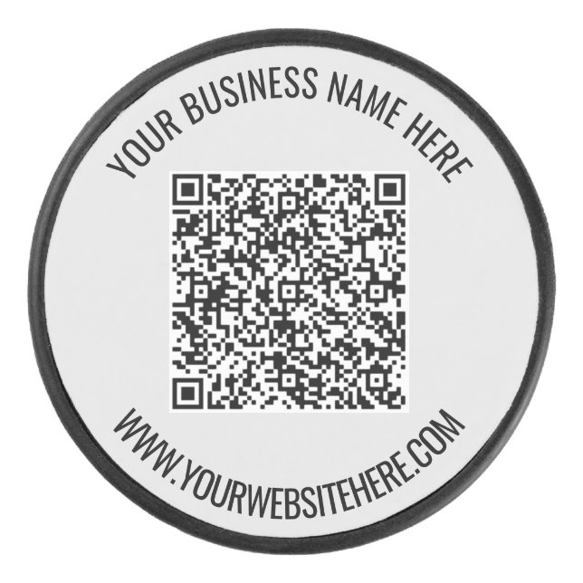 QR Code and Custom Text Professional Personalised Hockey Puck (Front)