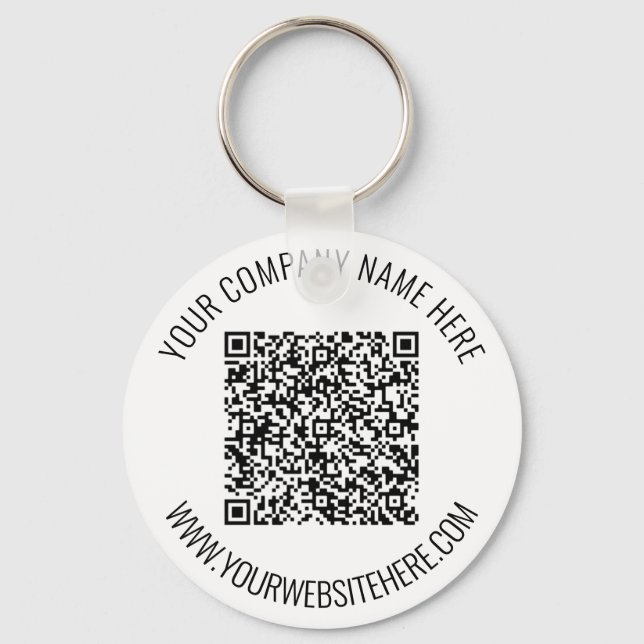 QR Code and Custom Text Professional Personalised Key Ring (Front)