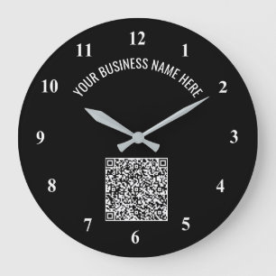 QR Code and Custom Text Professional Personalised Large Clock