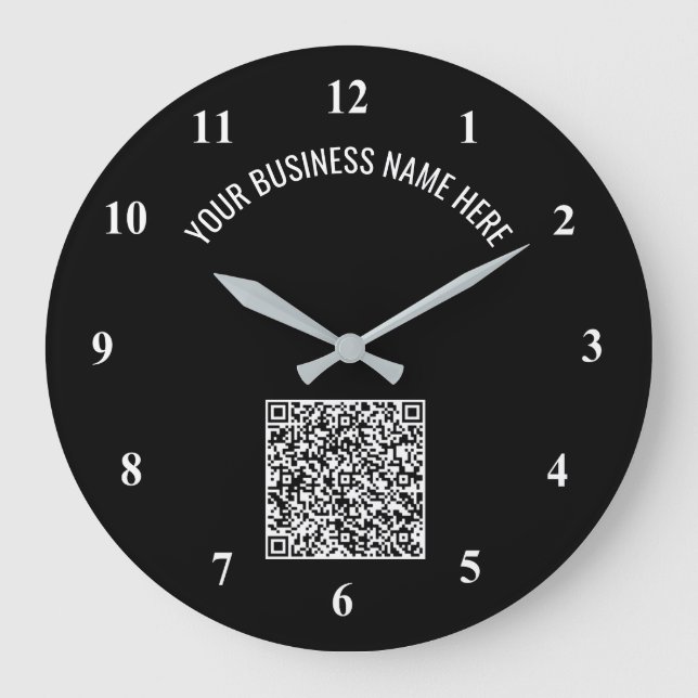 QR Code and Custom Text Professional Personalised Large Clock (Front)