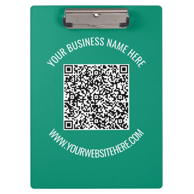 QR Code and Custom Text Promotional Modern Clipboard (Front)