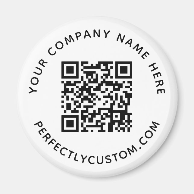 QR code and custom text round Magnet (Front)