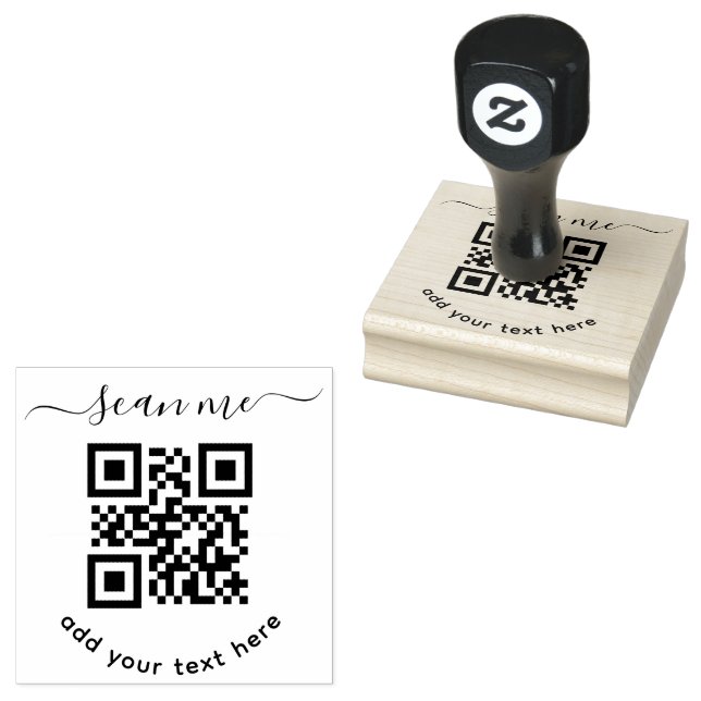 QR code and custom text round Rubber Stamp (Stamped)