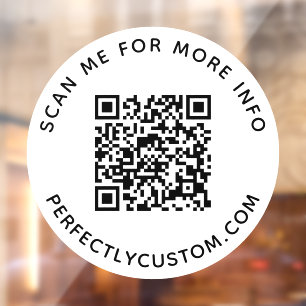 QR code and custom text round Window Cling